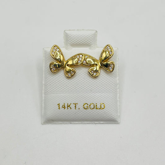 14k Gold Cz Monarch Butterfly Earrings