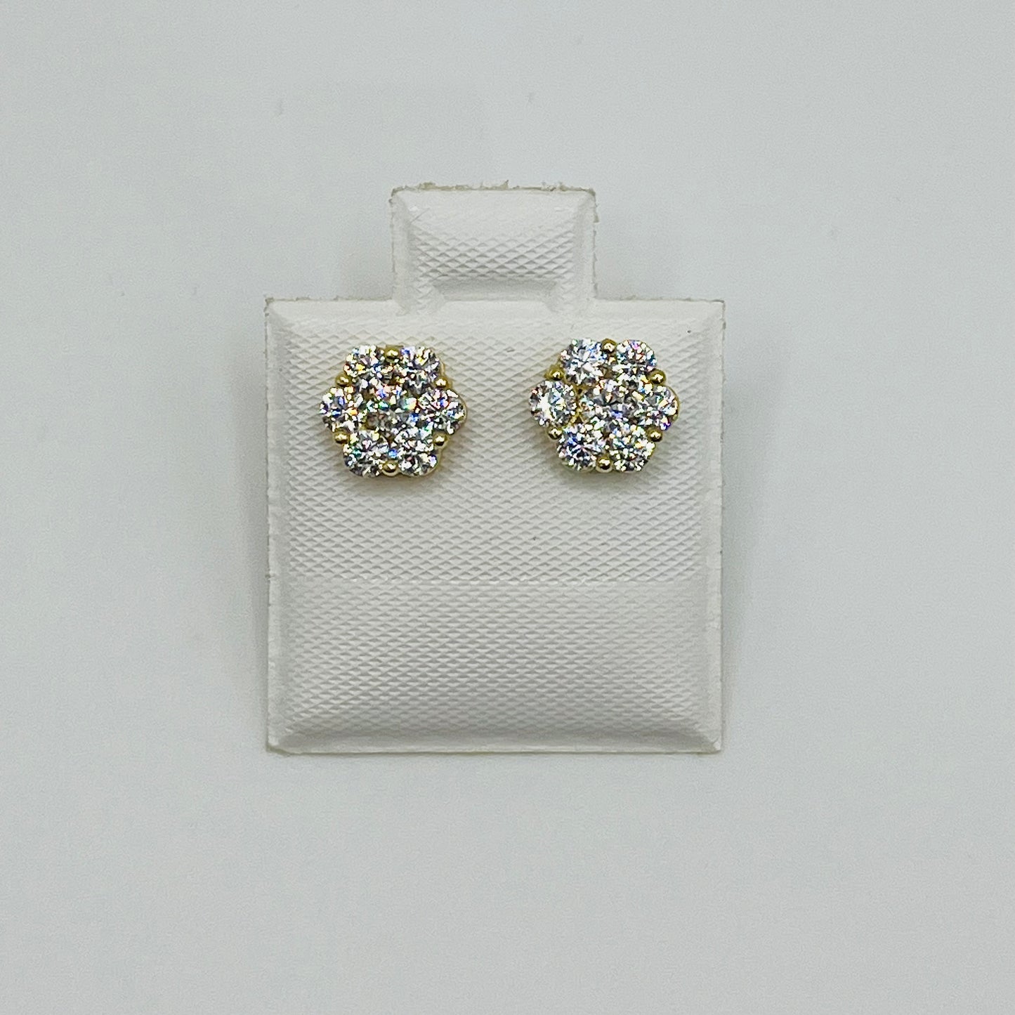 10K Gold CZ Flower Earrings (7mm)