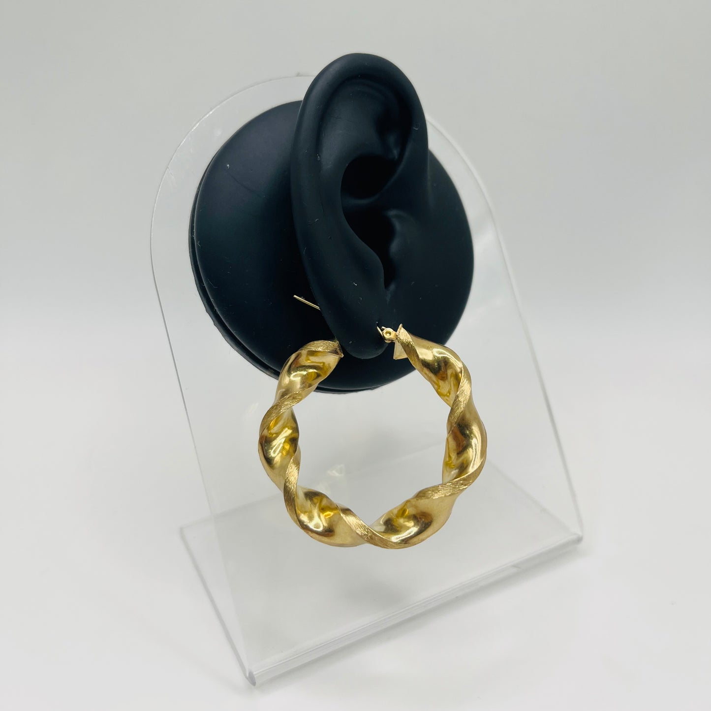 10k Gold Chunky Twist Hoops 1.6in