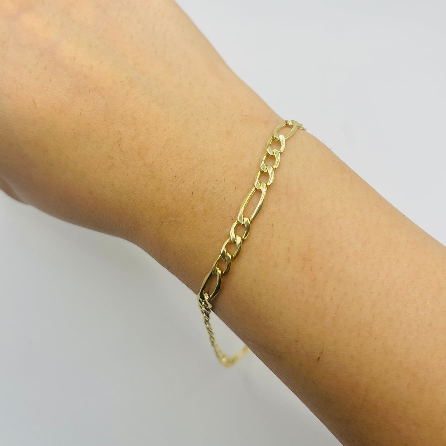 14K Gold 4.5mm Hollow Figaro Bracelet