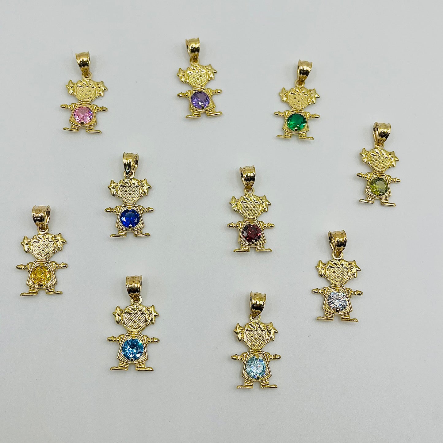 10K Gold Birthstone Girl Charms