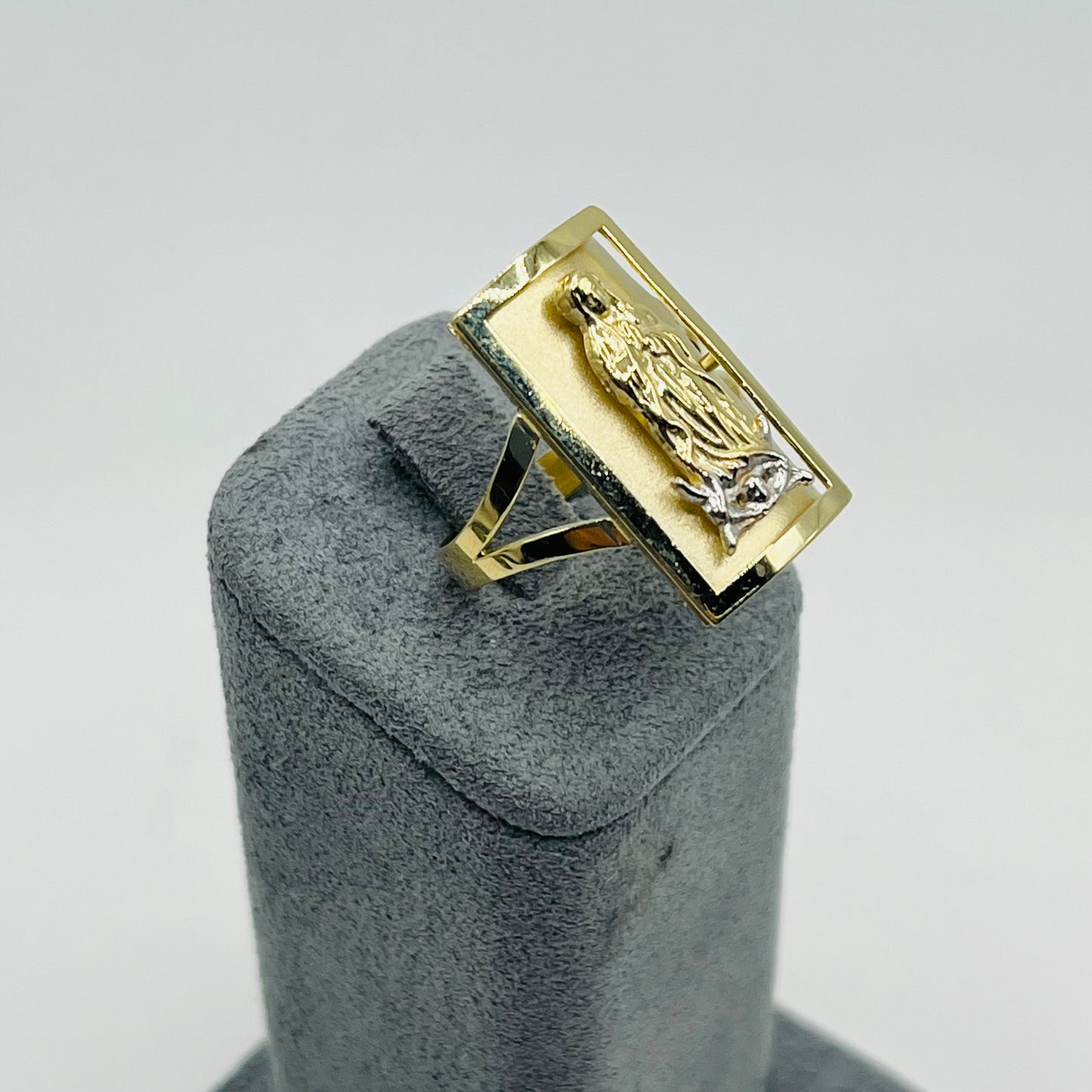 10k Gold Square Virgin Mary Ring