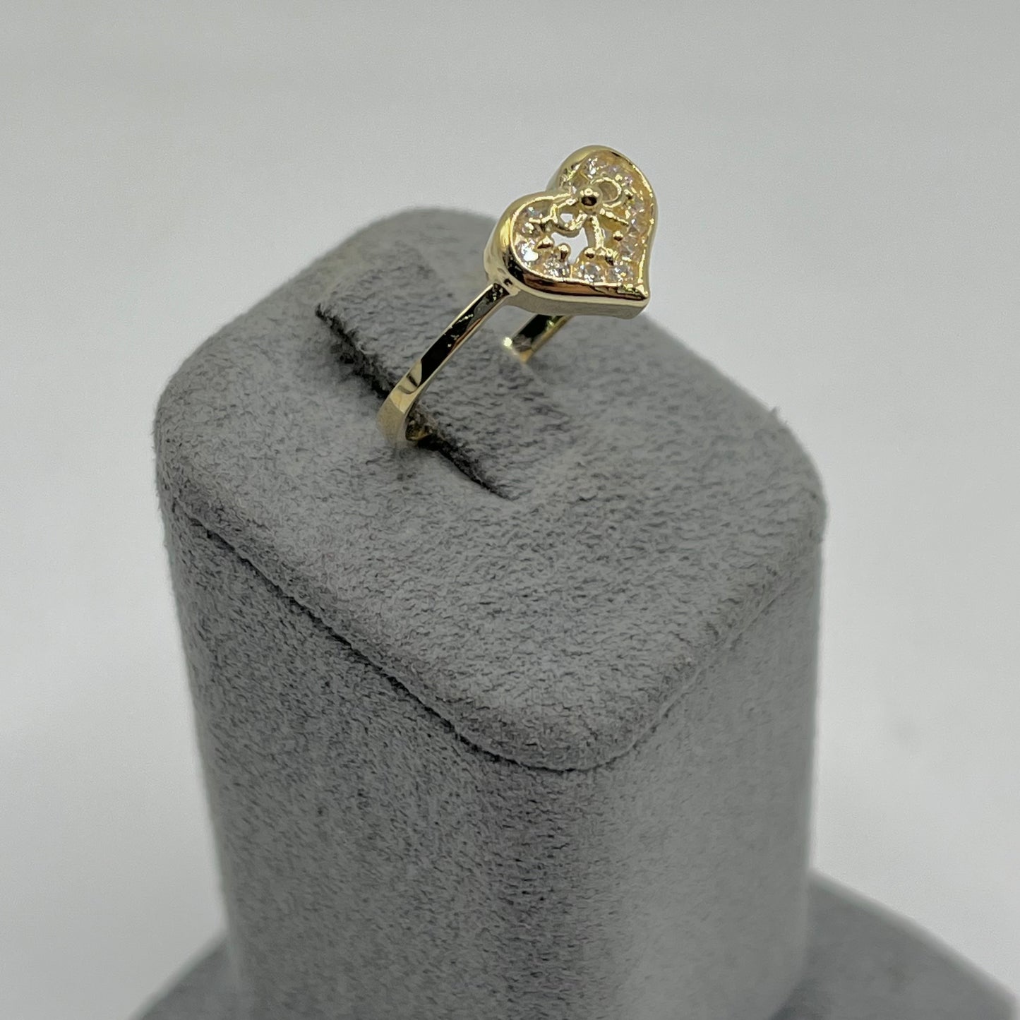 10k Gold Heart Cz Bow Ring
