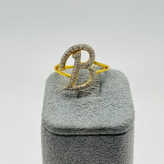 14k Gold Diamond Fancy Intial Ring