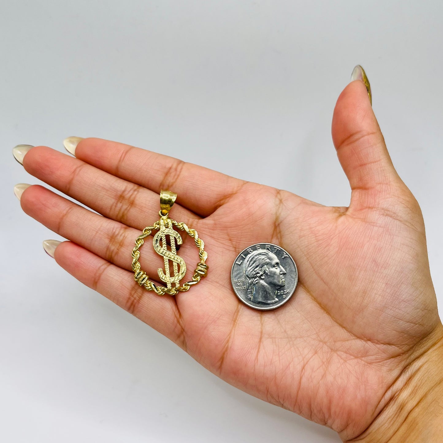 10k Gold Round Rope Money-Sign Charm