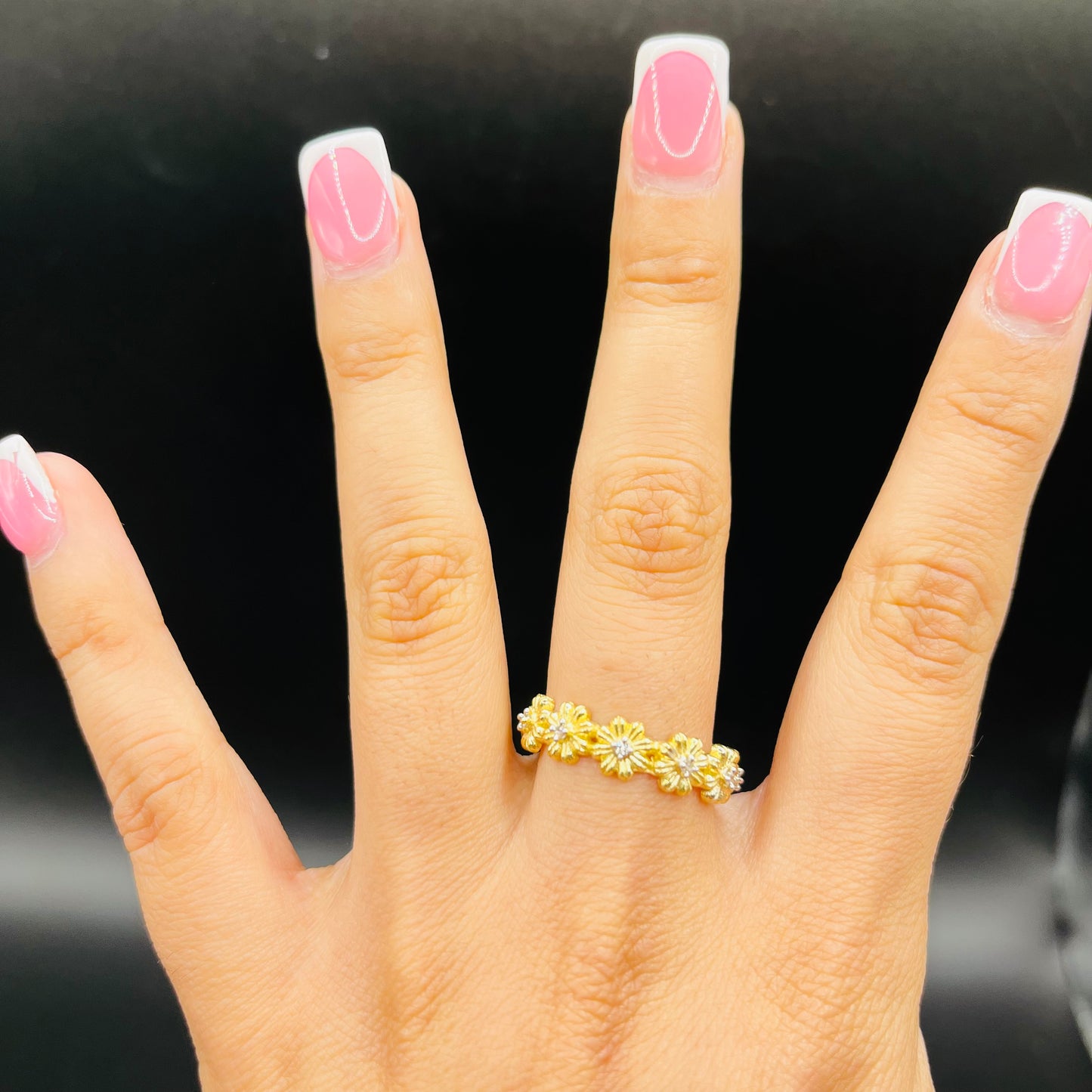 10K Gold Multi-Flower CZ Ring