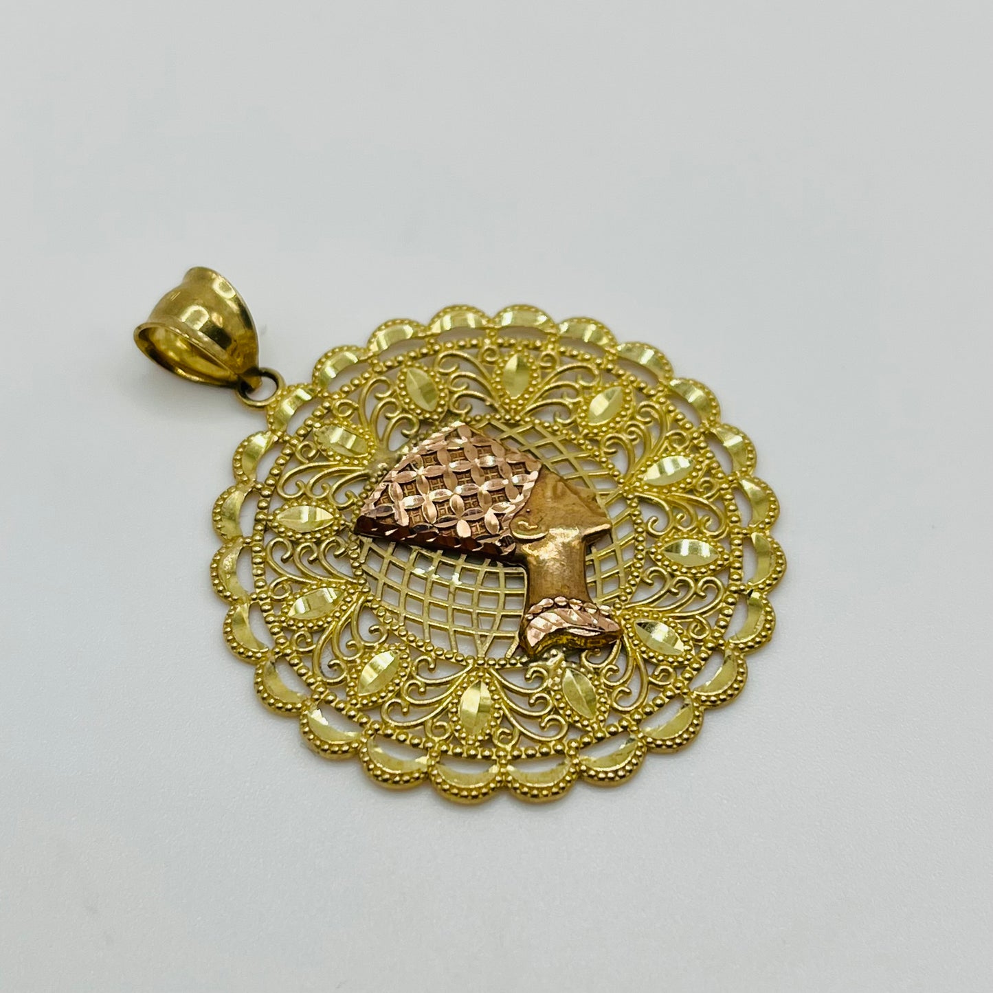 10k Gold Round Rose Gold Nefertiti Charm