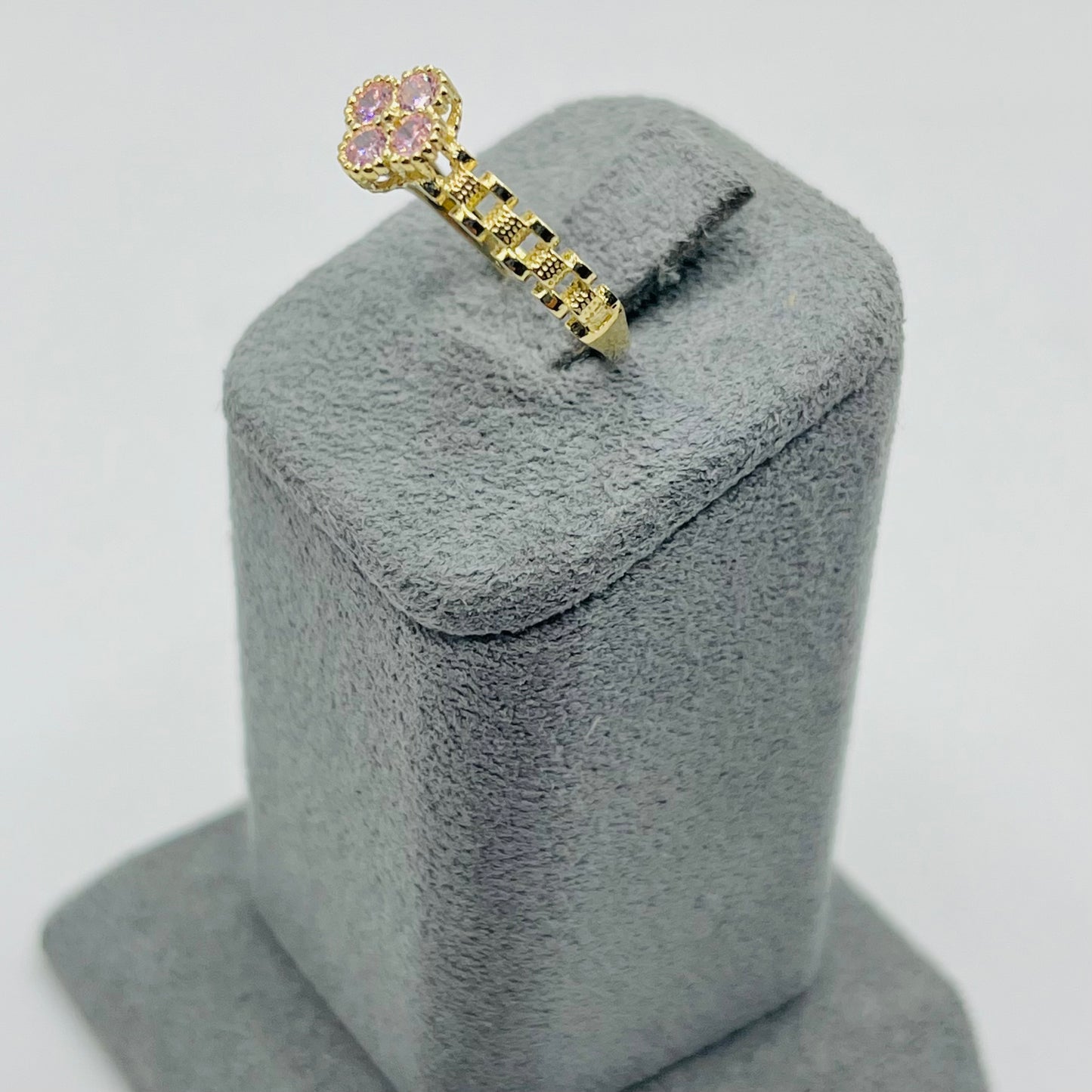 10k Gold Pink Clover Rx Ring (SML)