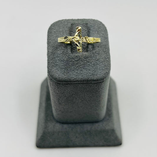 10k Gold Sideways Cross Ring