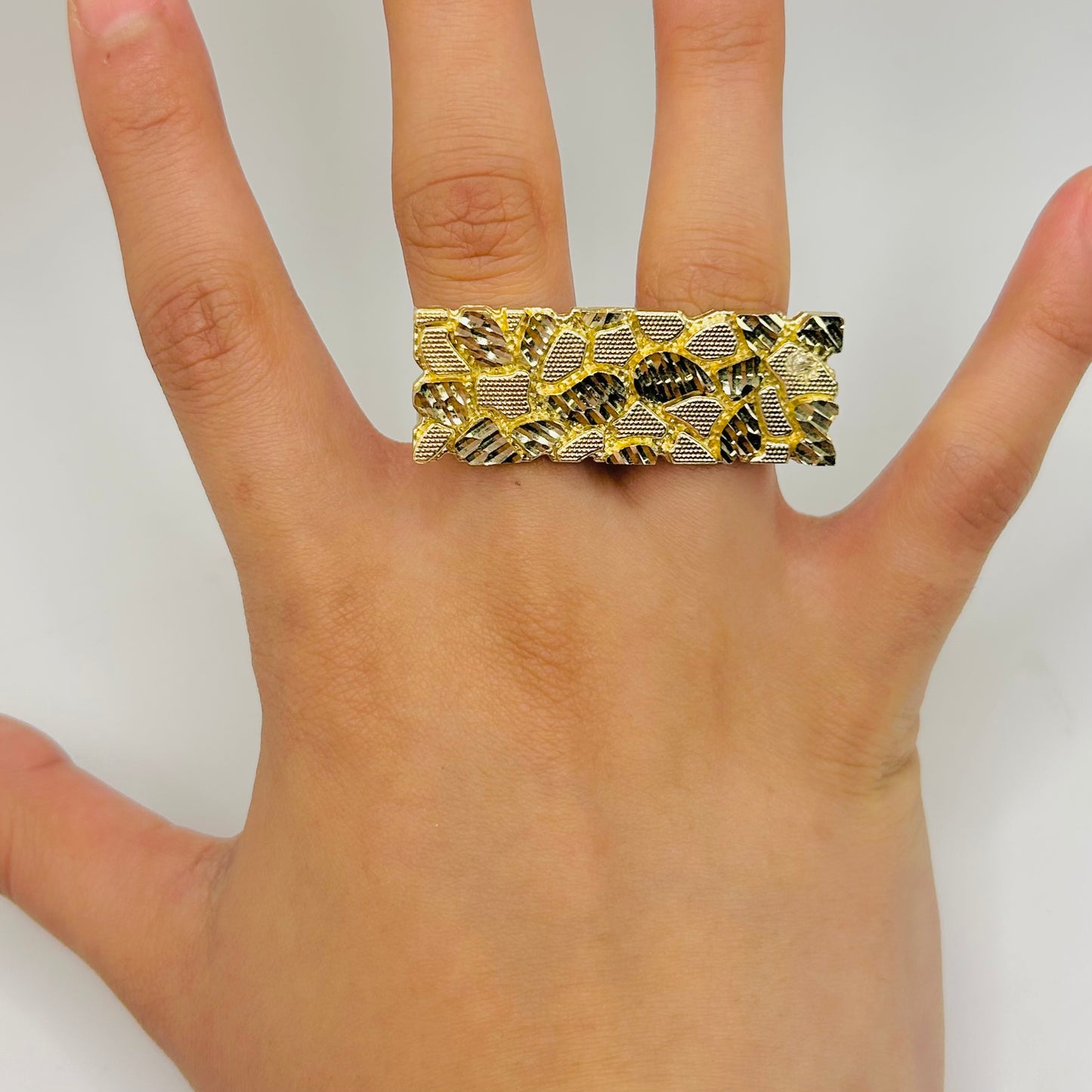 10K Solid Gold 2-Finger Nugget Ring
