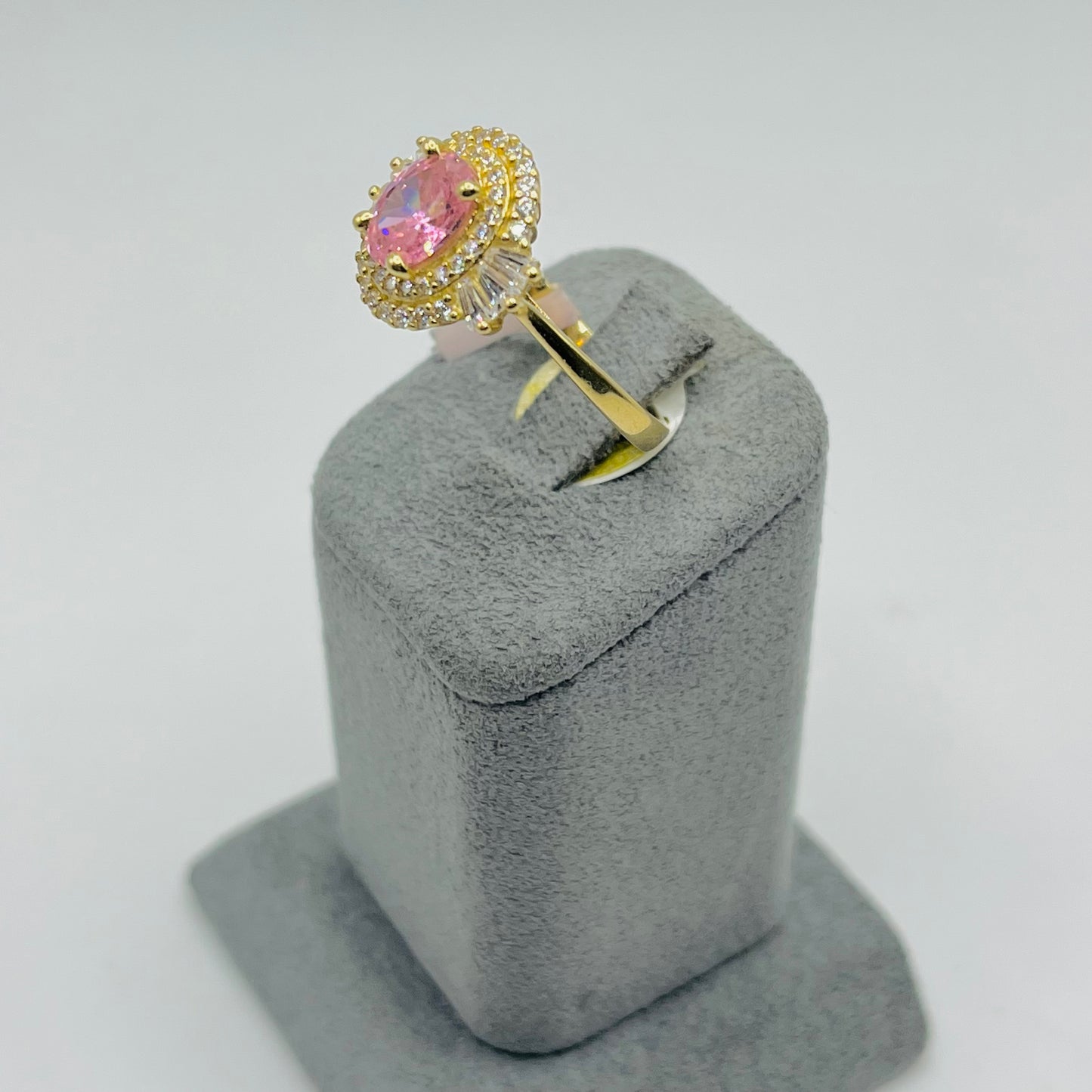 14k Pink Cz Round Cut Ring