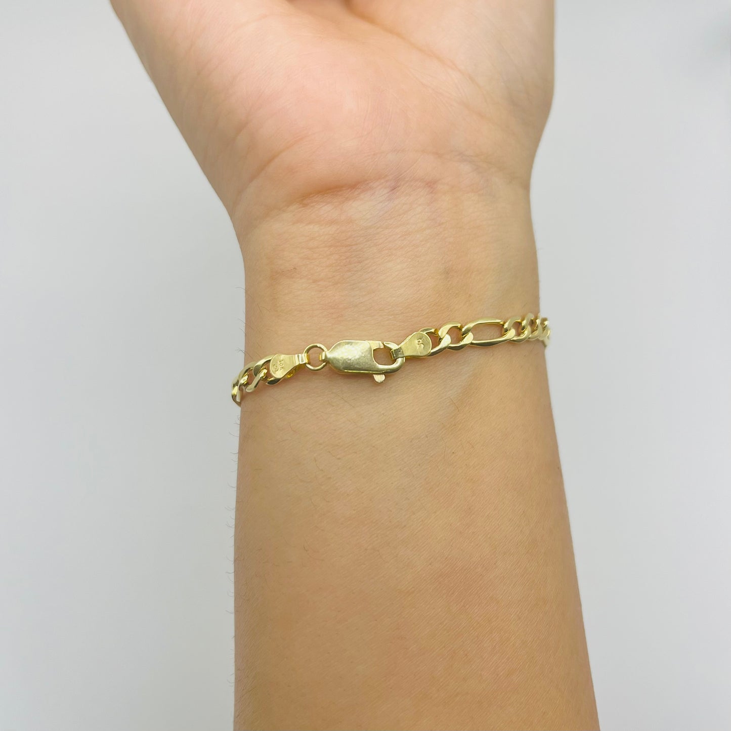 10K 4mm Gold Figaro ID Bracelet