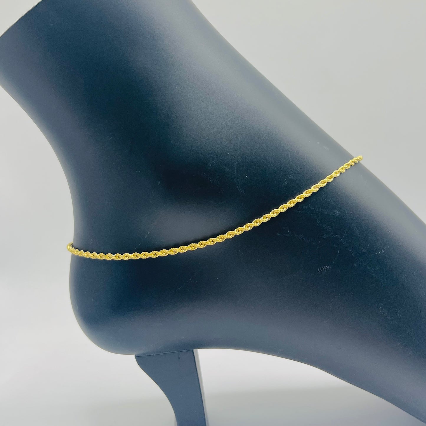 10K Gold 2.5mm Rope Anklet