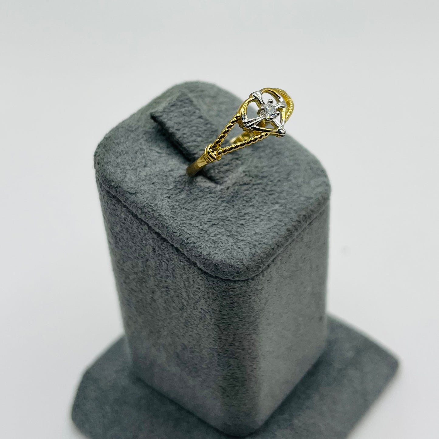 10k Gold Two-tone Cz Lady Heart Ring