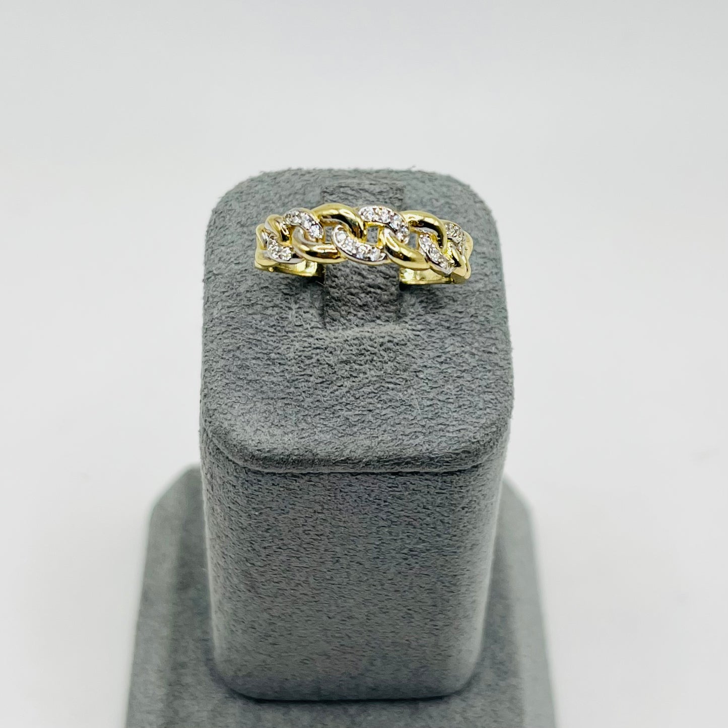 10k Gold Cz Dazzle Cuban Ring