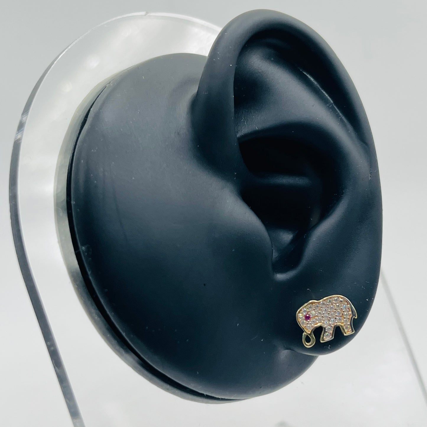 10k Gold Cz Elephant Earrings