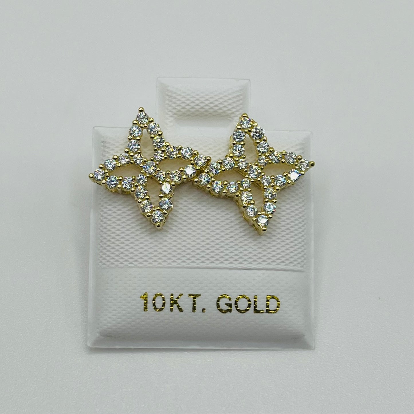 10k Gold 4 Point CZ Earrings