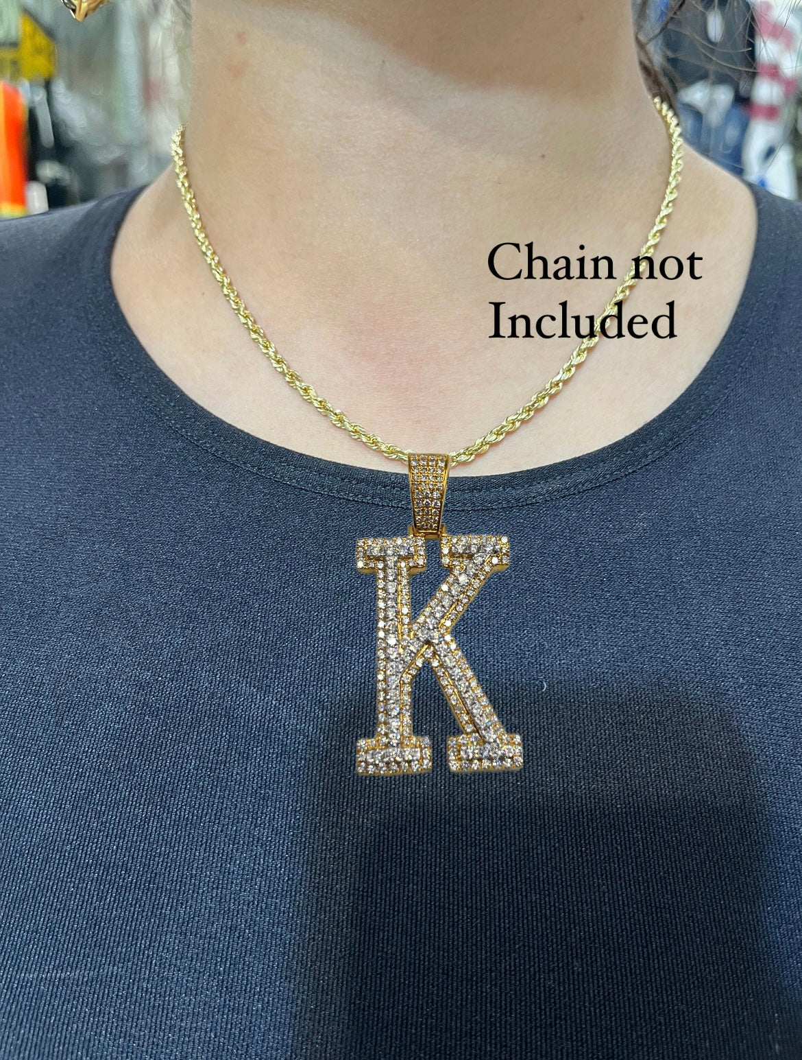 Diamond Block Initial Pendant - Large