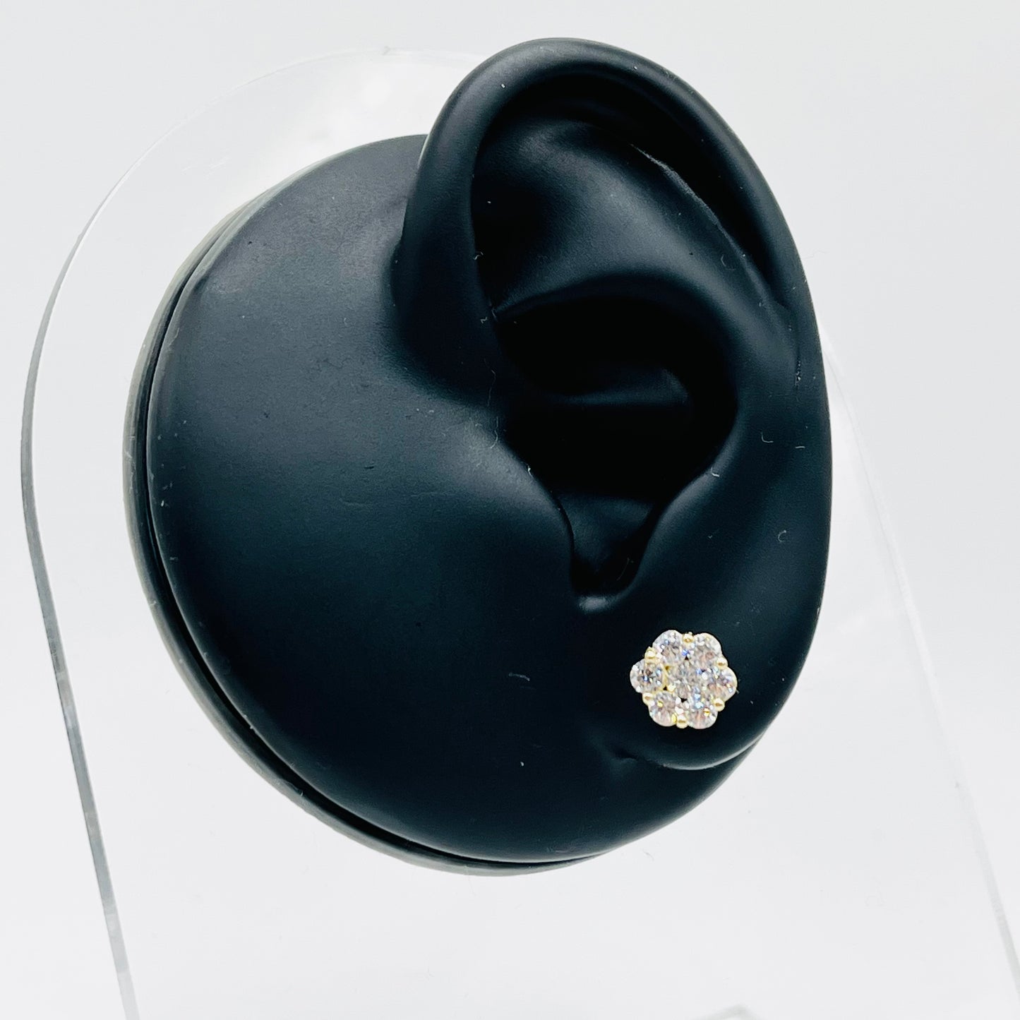 10K Gold CZ Flower Earrings (7mm)