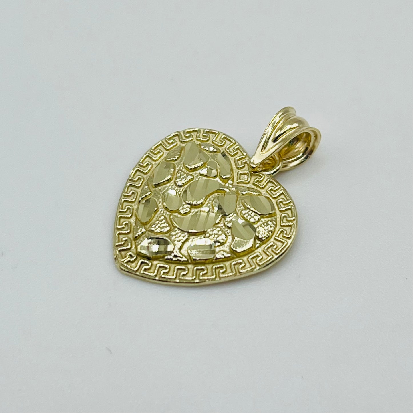 10k Gold Greek Inspired Nugget Heart Charm
