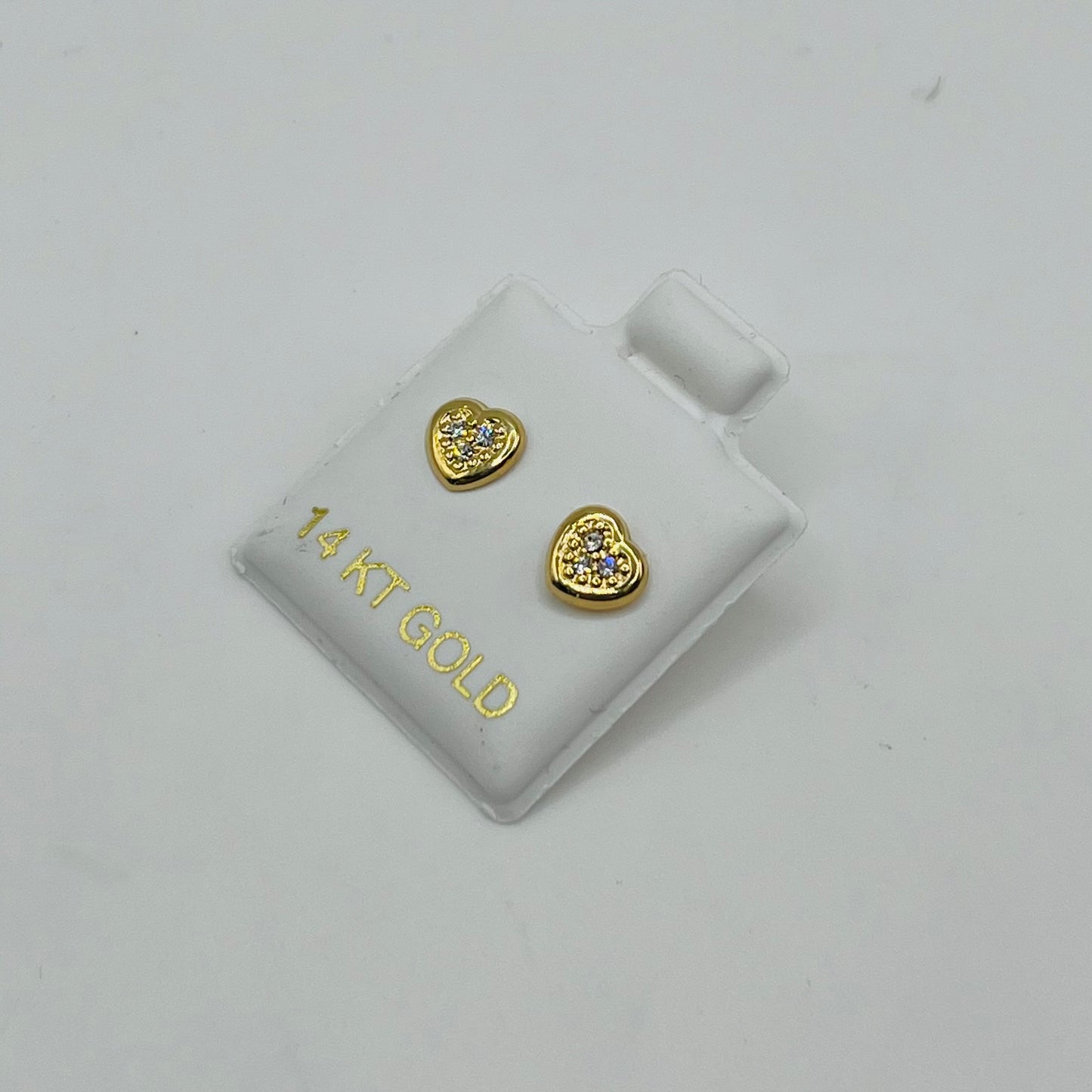 14k Gold Cz Chic Heart Earrings