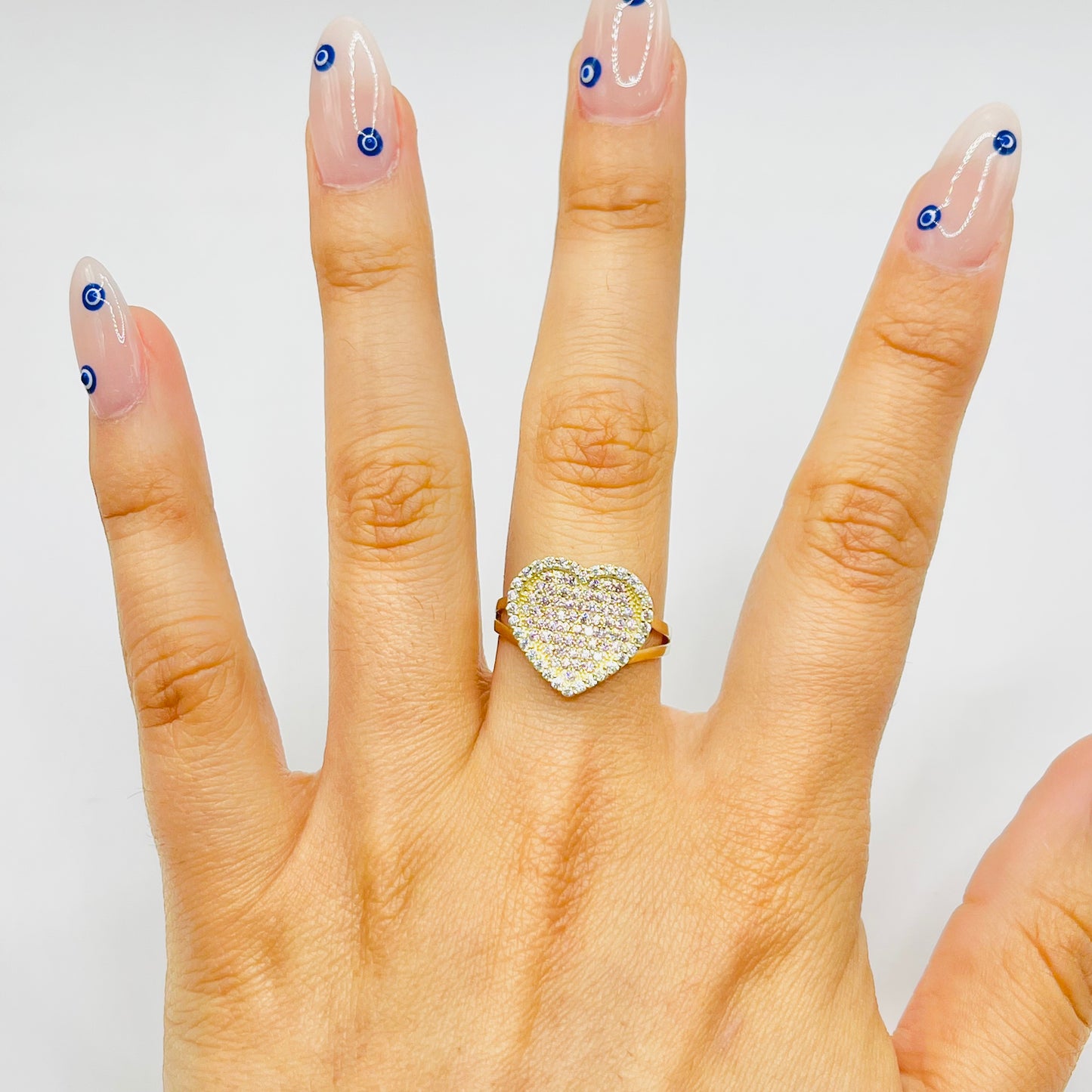 10k Gold Flat Cz Pink Heart Ring (M)