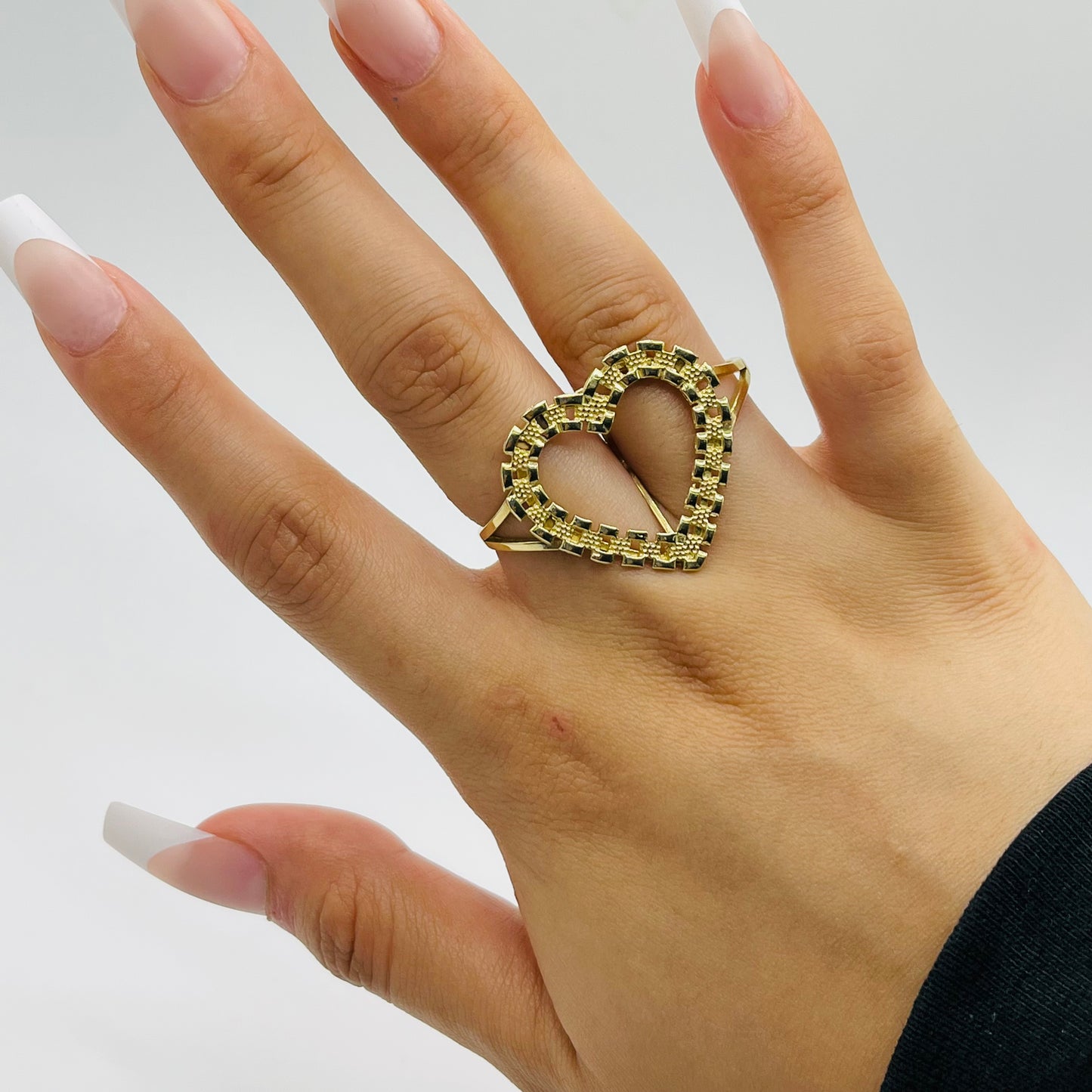 10K Gold Two Finger RX Heart Ring