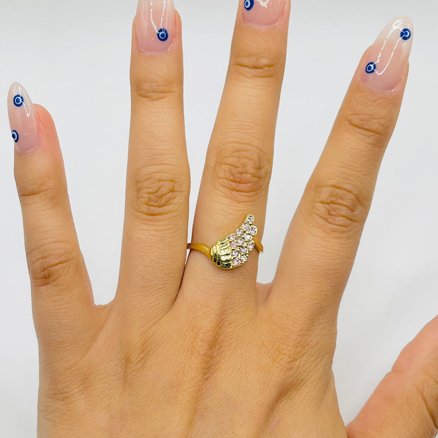 10k Gold Wing Pink Cz Ring