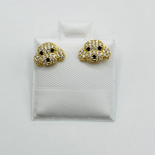 10k Gold Cz Dog Earrings