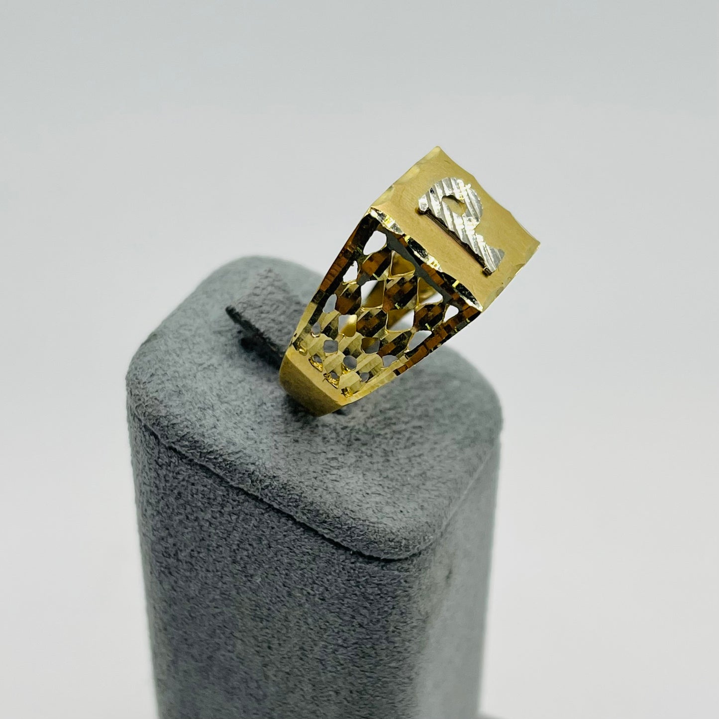 10K Gold Square Initial Ring (Large)