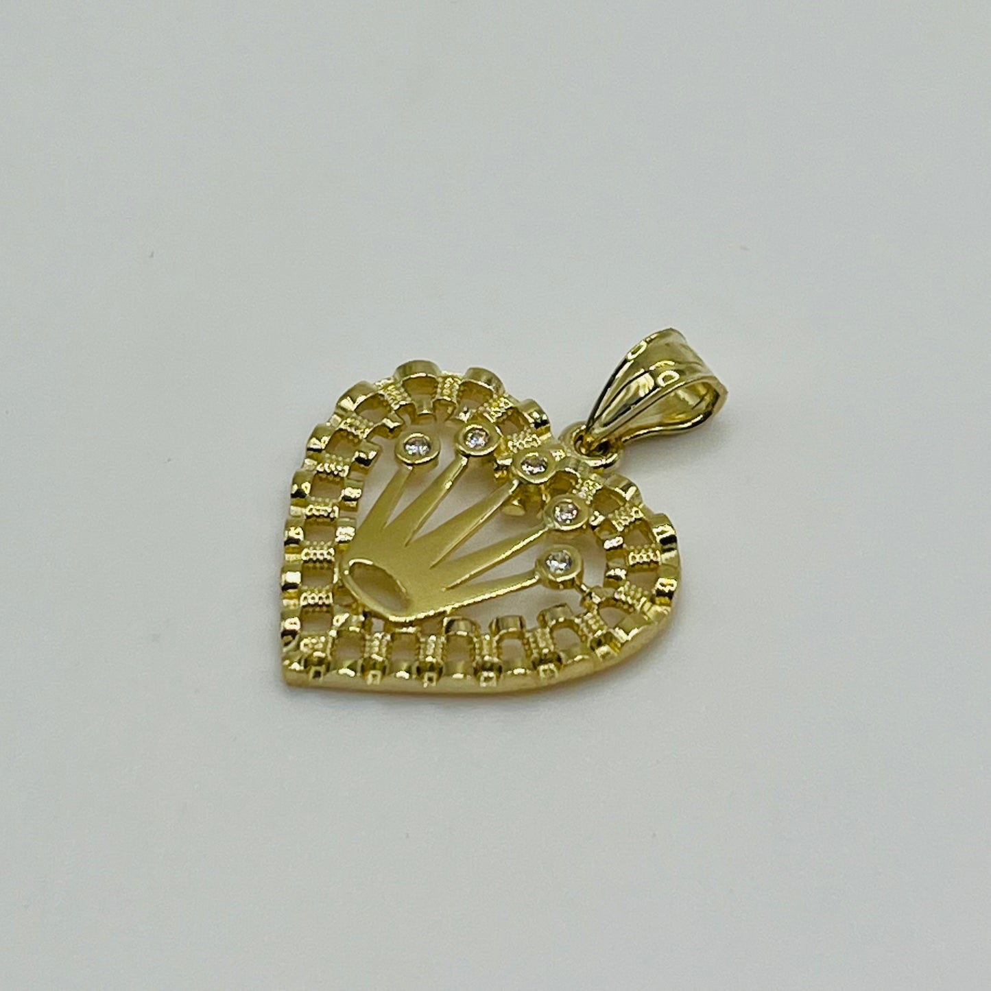 10K Gold RX Heart Charm with Crown (MED)