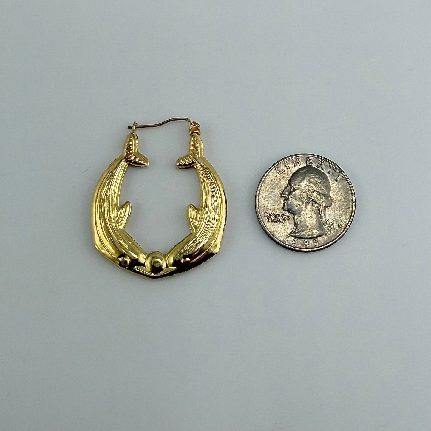10K Gold Whale Hoop Earrings (Medium)