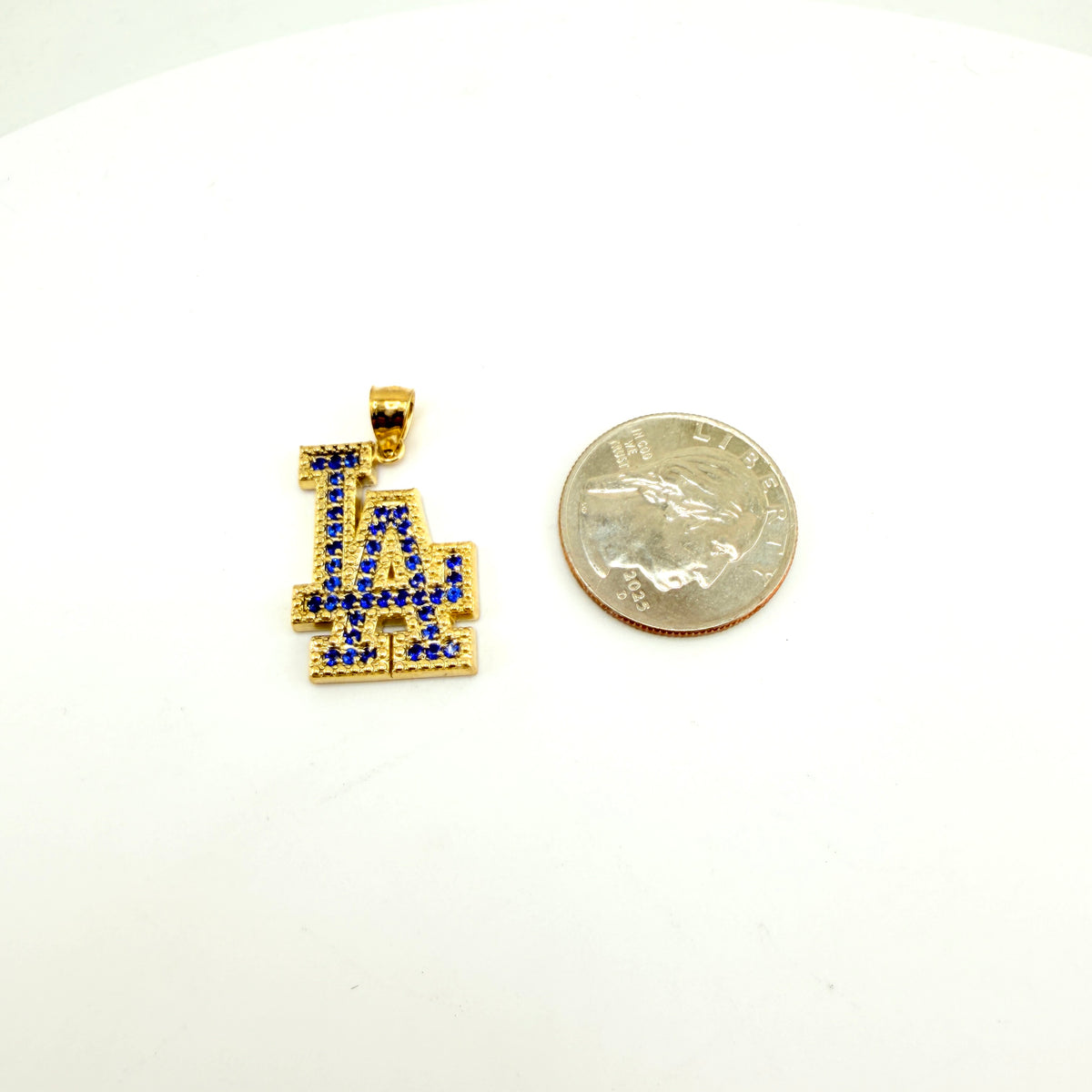 10K Gold Blue LA Pendant