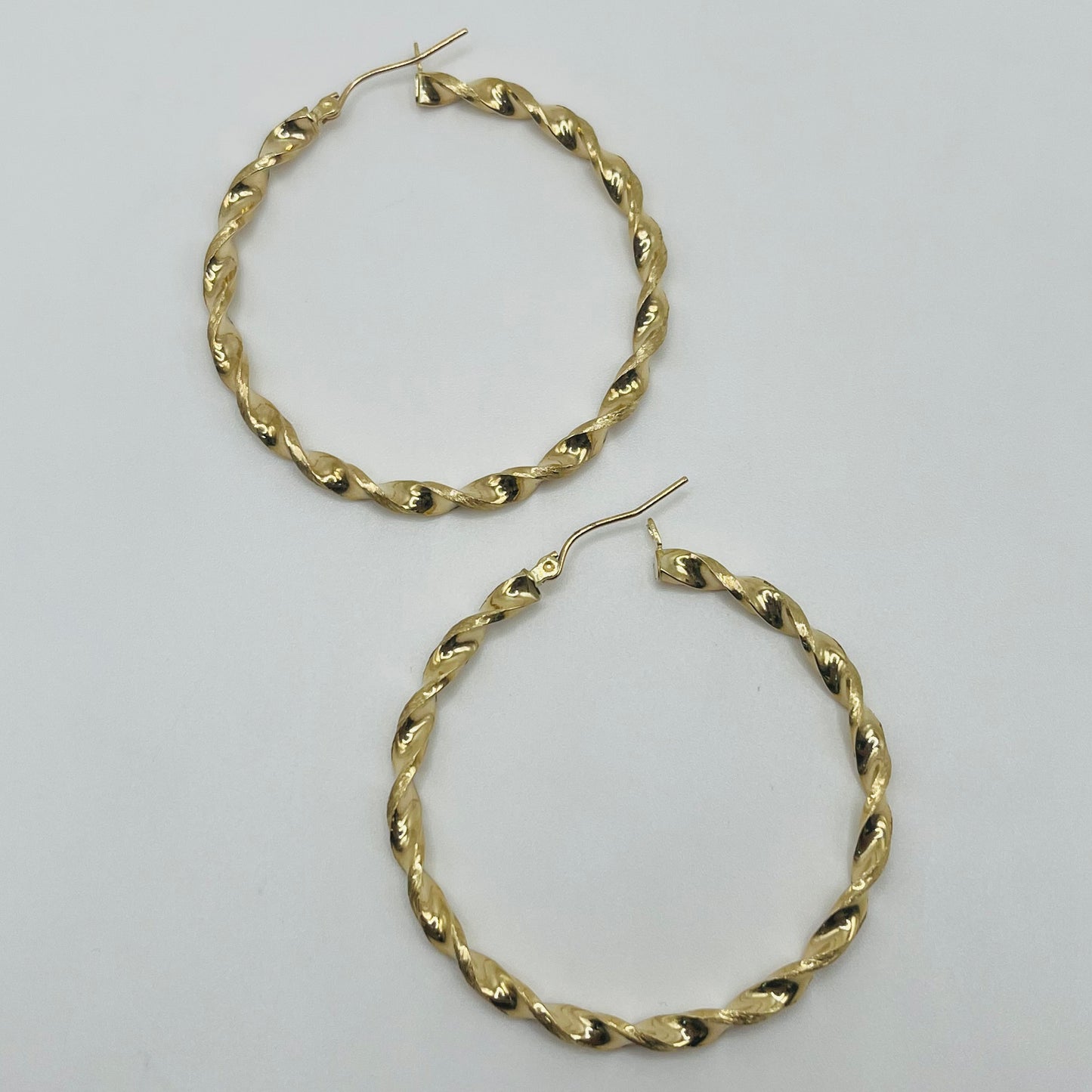 10K Gold 3.3mm Twist Hoops (1.7" diameter)