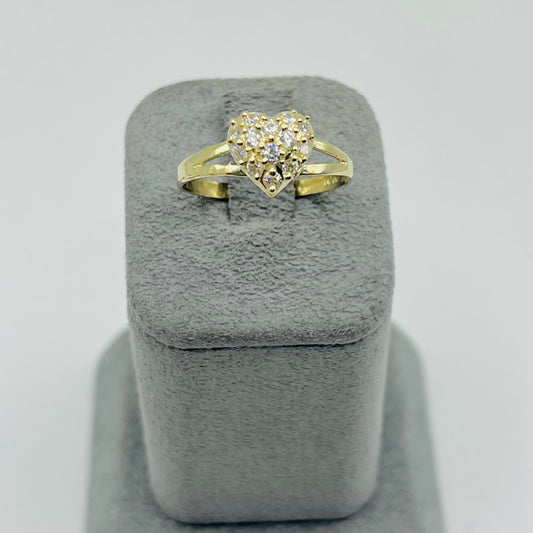 10k Gold Spring Heart Ring Cz White