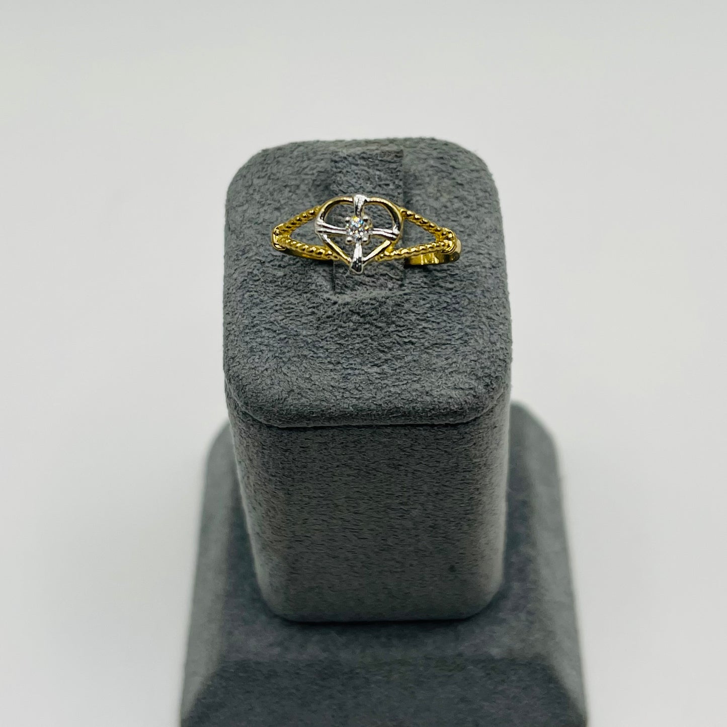 10k Gold Two-tone Cz Lady Heart Ring