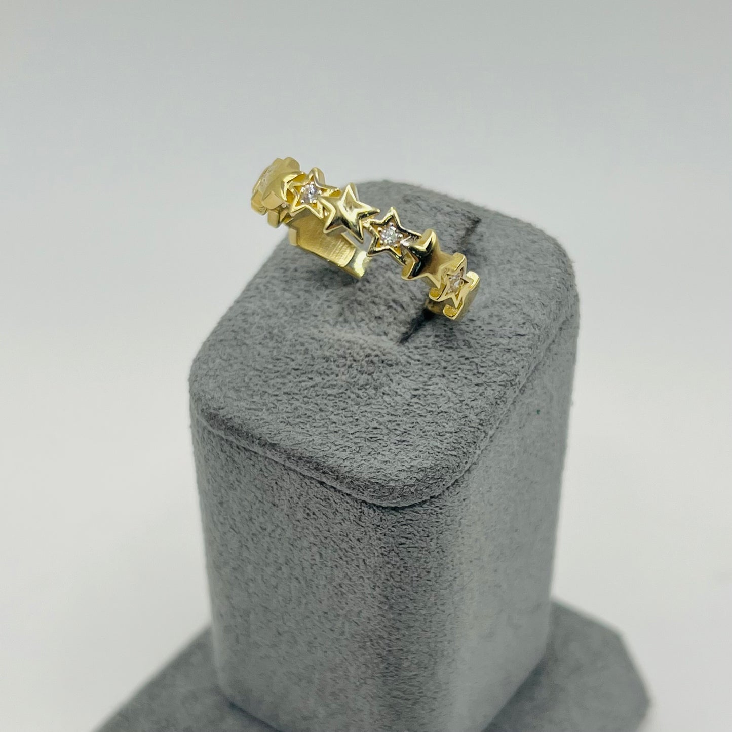14k Gold CZ Star Band Ring