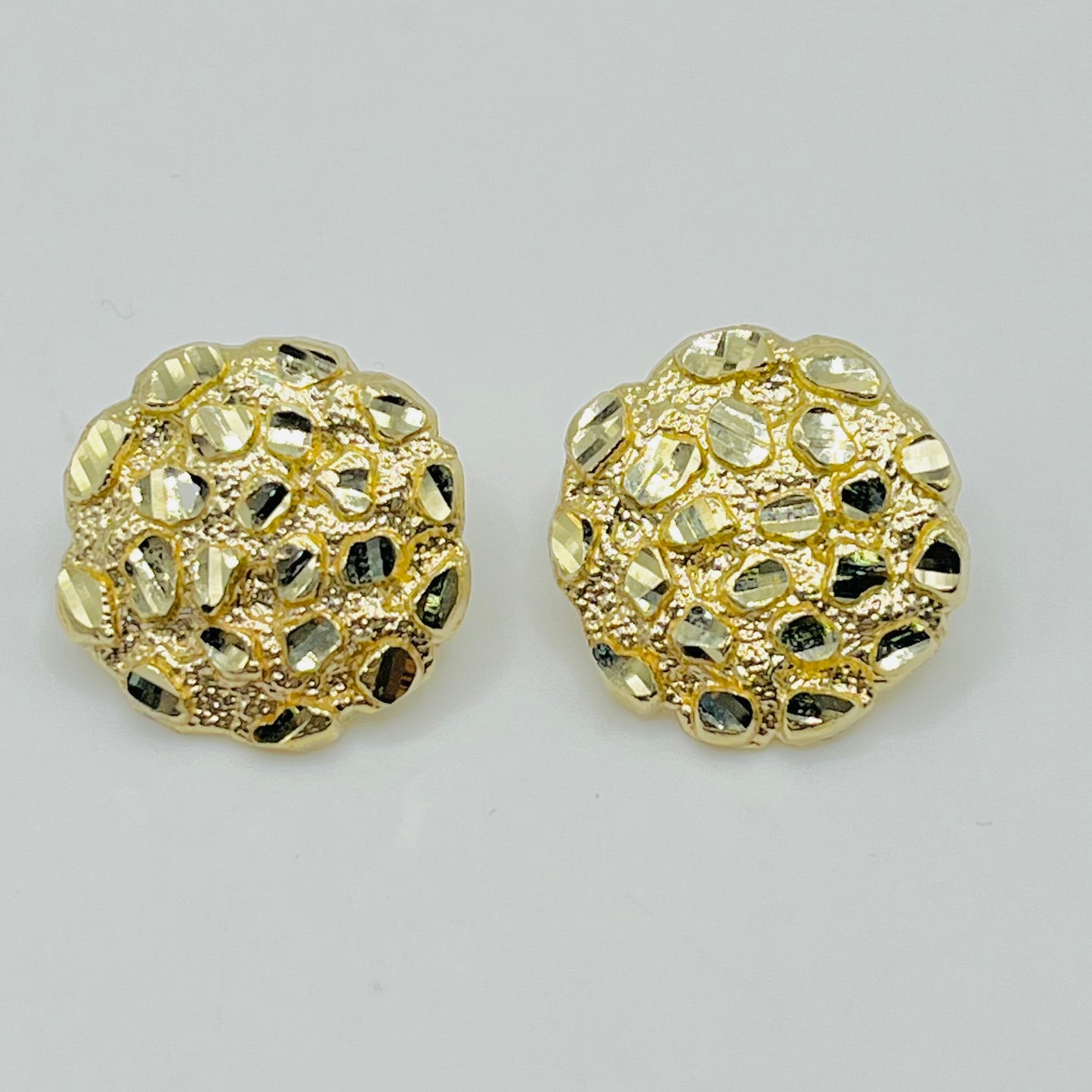 10K Gold 20mm Round Nugget Earrings (XL)