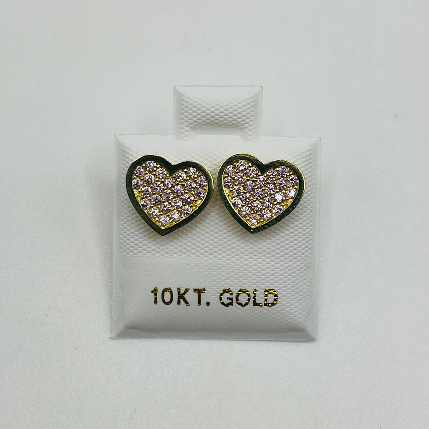 10K Gold Flat Pink Heart Earrings (10mm)