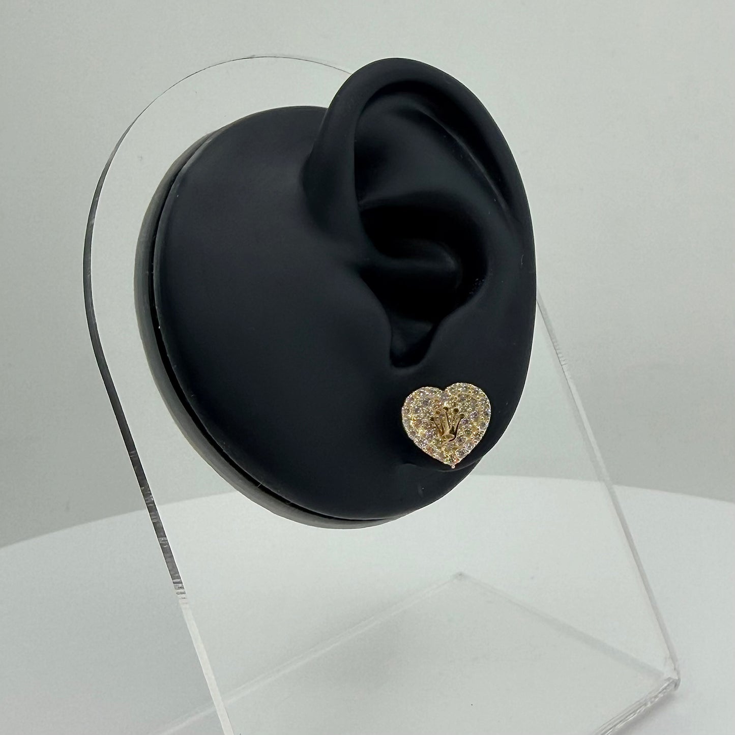 10k Gold Princess White Cz RX Crown Earrings (M)