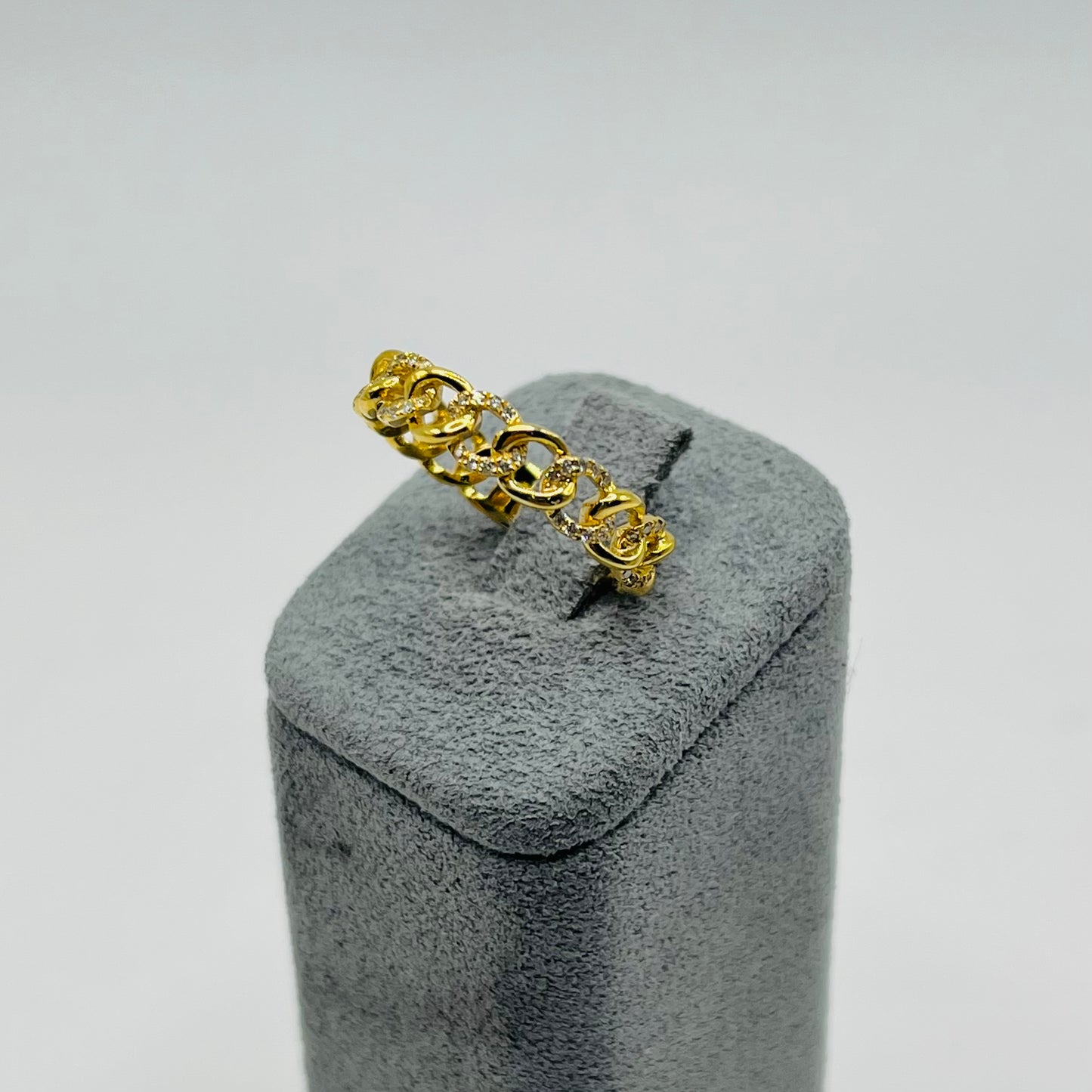 14k Gold Natural Diamond Dainty Cuban Ring