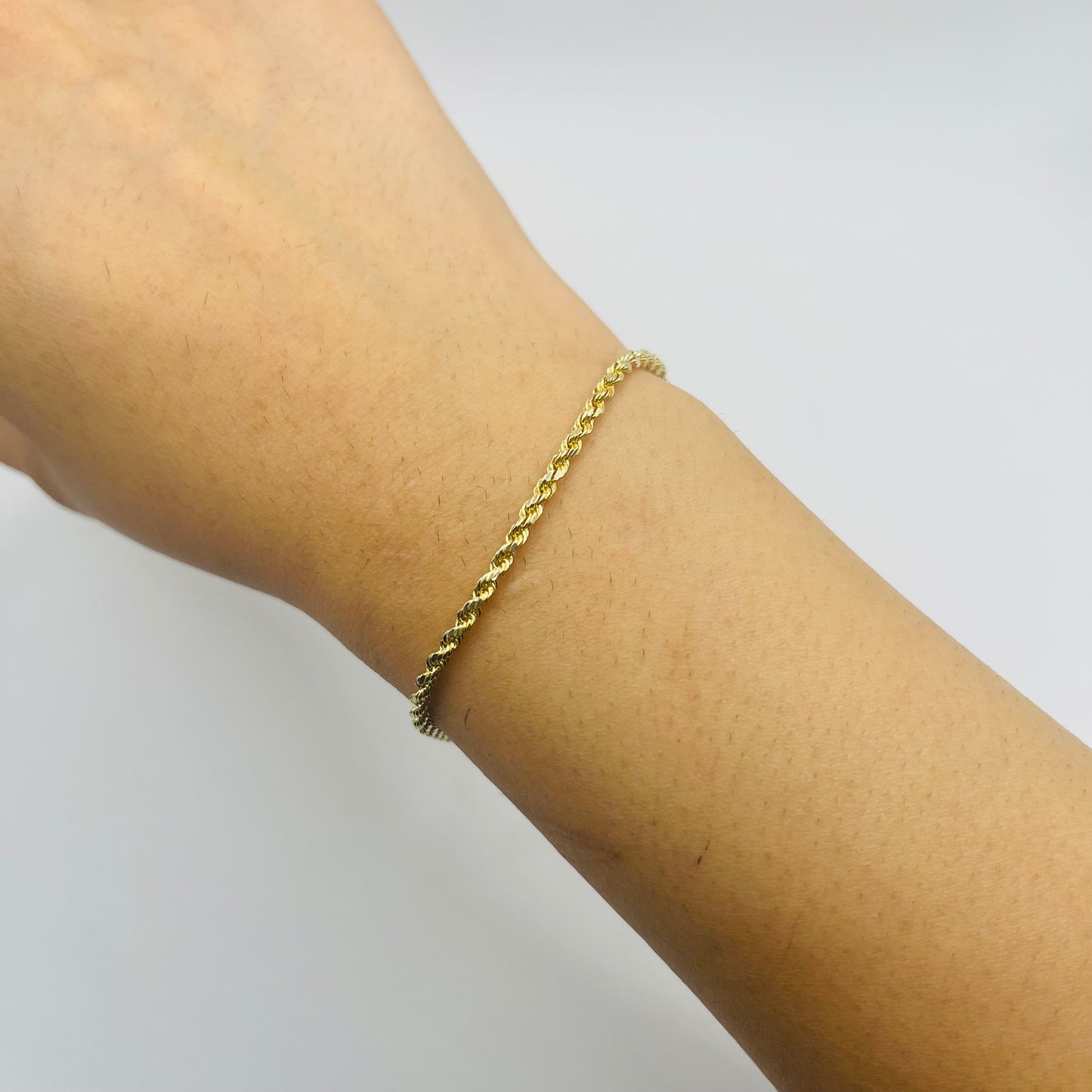 10K Gold 1.8mm Hollow Rope Bracelet