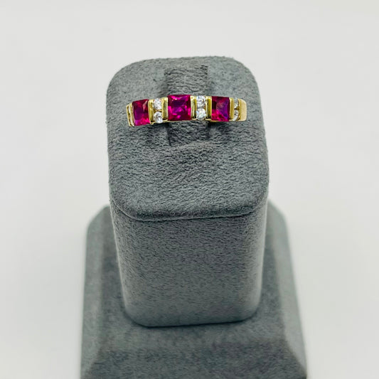 10k Gold CZ Ruby Band Ring