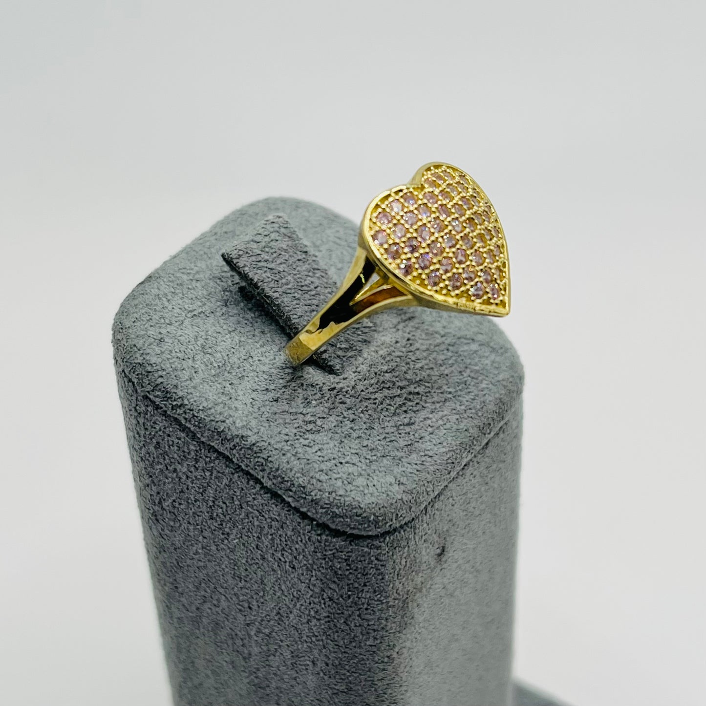 10K Gold Domed Pink Heart Ring (small)