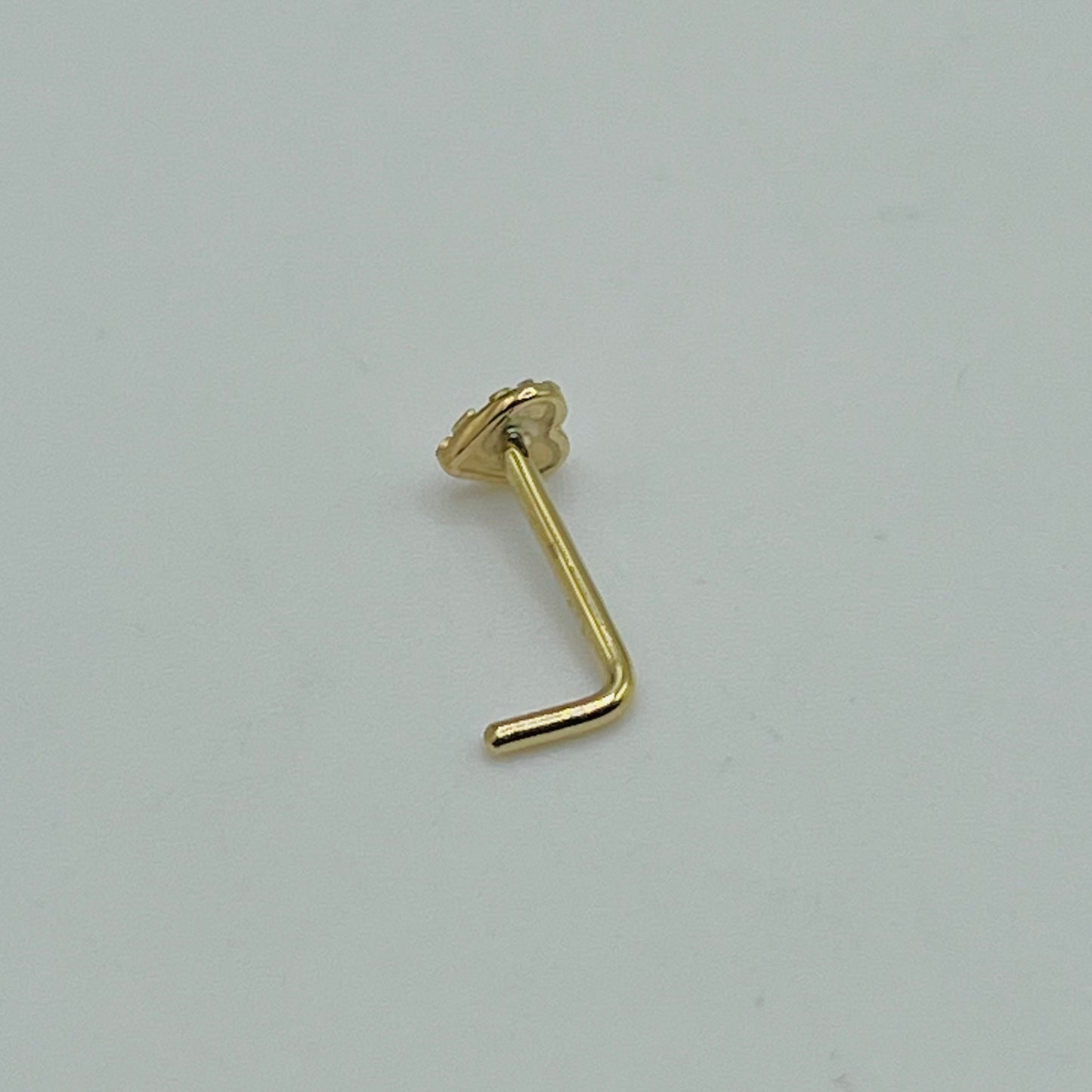14K Gold Heart Nugget Nose Ring L Shape