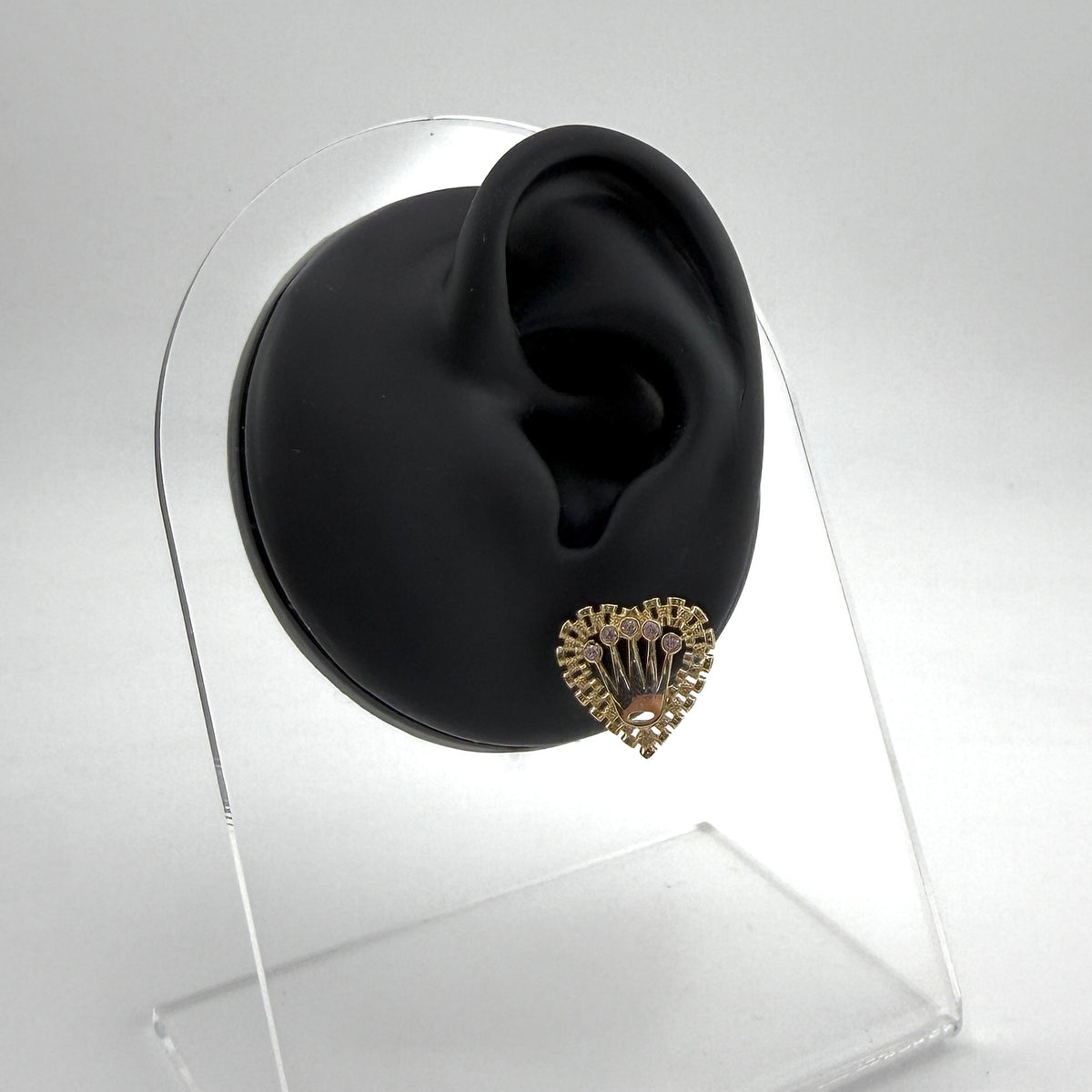 10K Gold RX Heart Earrings with Crown (pink)