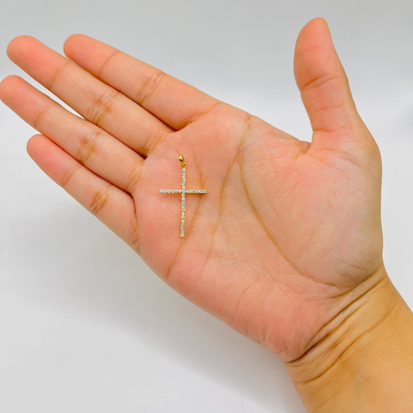 Thin Diamond Cross Pendant