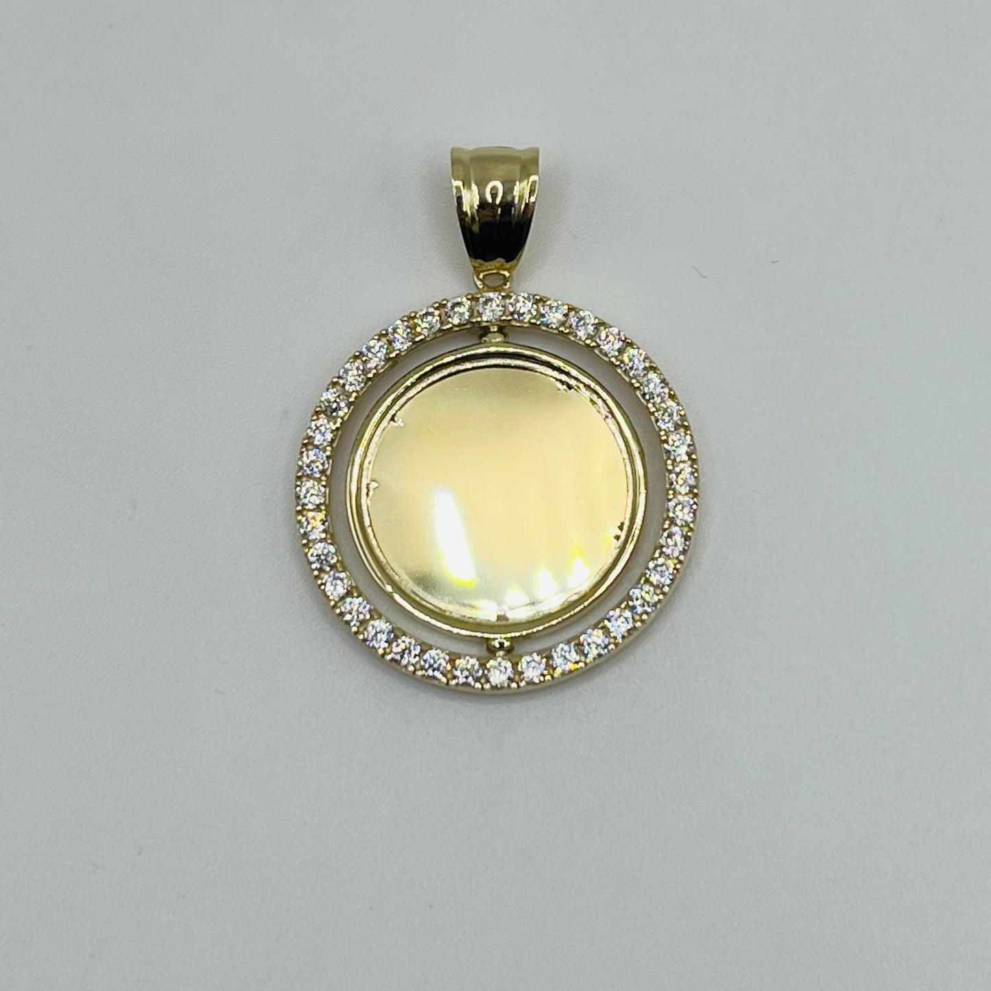 10k Gold Cz Spinning Picture Pendant SML
