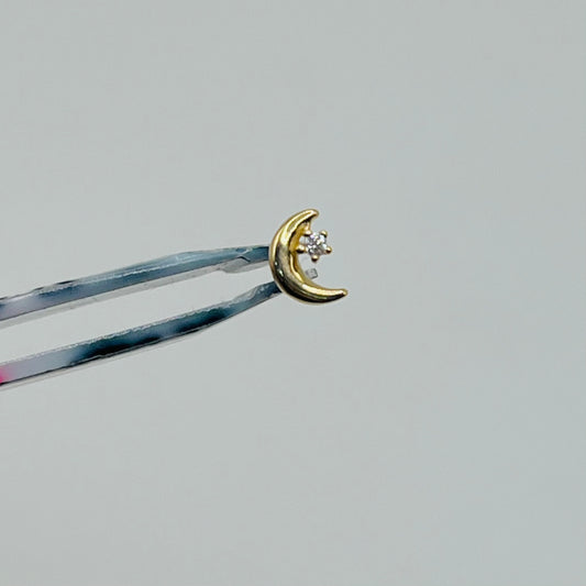 14K Gold Moon and Star Nose Ring