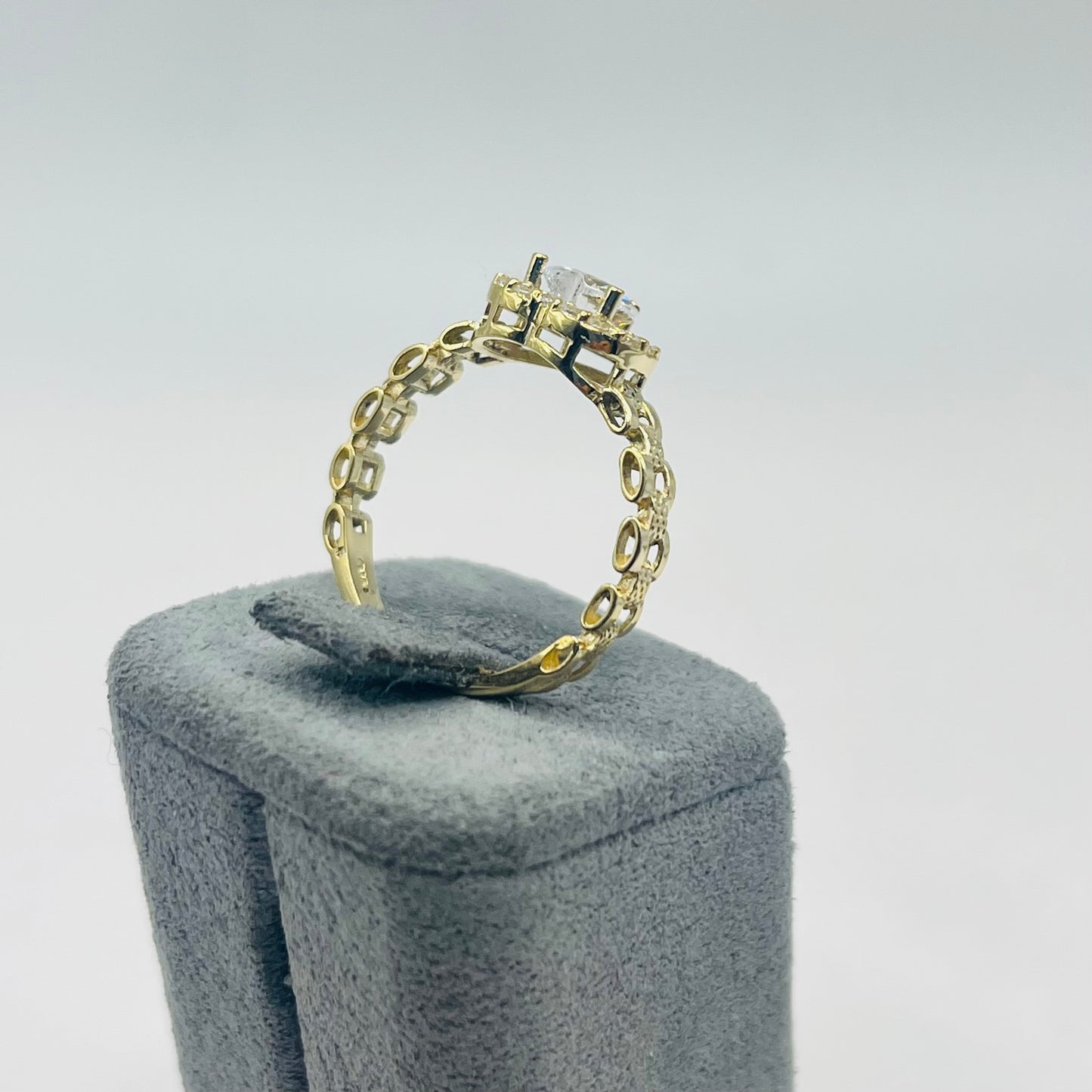 10k Gold CZ Heart White Birthstone RX Ring